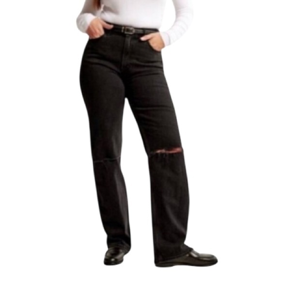Abercrombie & Fitch Denim - Abercrombie & Fitch Curve Love The 90’s Relaxed Jeans High Rise Black 29 8R